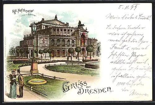 Lithographie Dresden, Das Kgl. Hoftheater