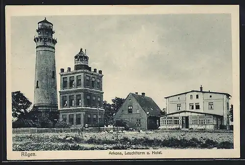 AK Rügen, Arkona, Leuchtturm und Hotel