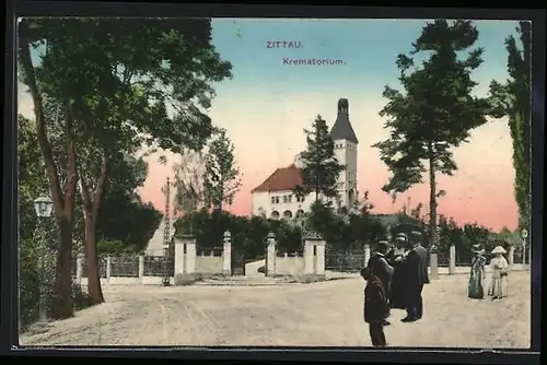 AK Zittau, Partie vor dem Krematorium