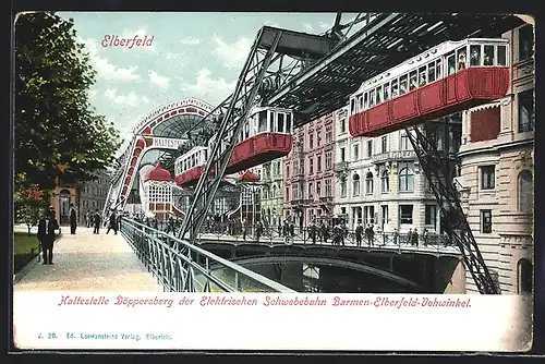 AK Elberfeld, Haltestelle Döppersberg der Elektrischen Schwebebahn Barmen-Elberfeld- Vohwinkel