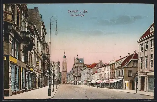 AK Crefeld a. Rh., Rheinstrasse mit Tivoli Haus