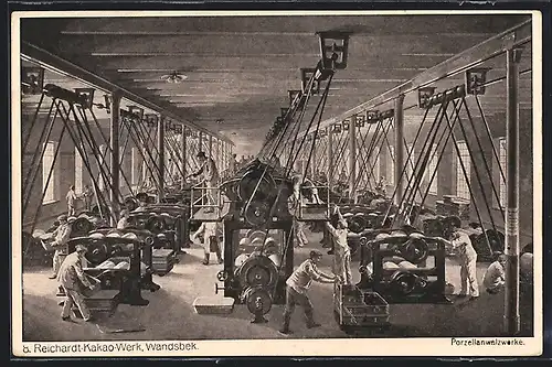 AK Hamburg-Wandsbek, Innenansicht Reichardt-Kakao-Werk, Porzellanwalzwerke