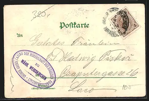 Lithographie Hamburg, Windengel und Segelschiff, Teilansicht bei Vollmond