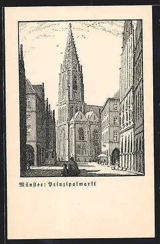 Künstler-AK Münster i. W., Prinzipalmarkt