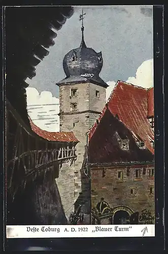 Künstler-AK Coburg, Veste Coburg, Blauer Turm