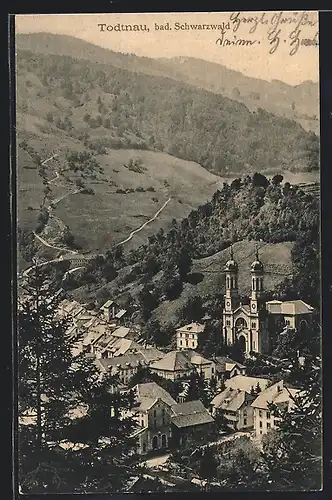 AK Todtnau i. bad. Schwarzwald, Totalansicht mit Kirche