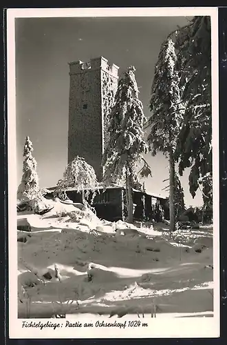 AK Ochsenkopf /Fichtelgebirge, Turm im Schnee