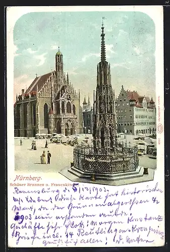AK Nürnberg, Schöner Brunnen und Frauenkirche