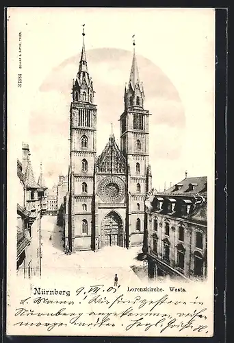 AK Nürnberg, Lorenzkirche, Wests.