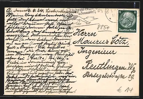 AK Donauwörth, Reichsstrasse mit Gebäudeansichten