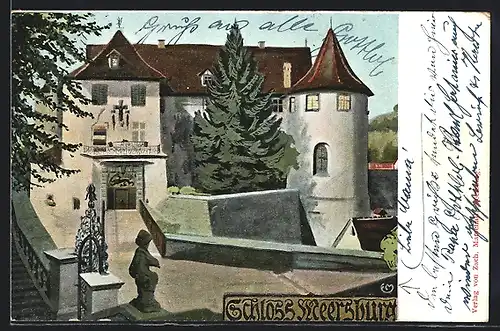 AK Meersburg, Blick zum Schloss Meersburg