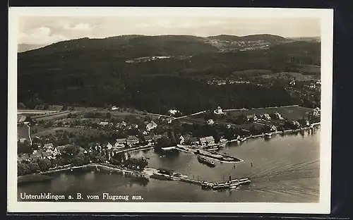 AK Unteruhldingen, Blick vom Flugzeug auf den Ort