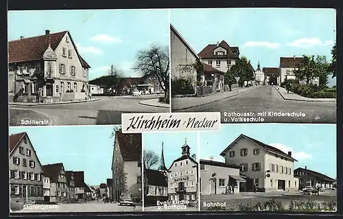 AK Kirchheim /Neckar, Schillerstrasse, Rathausstrasse mit Kinder- und Volksschule, Starengasse