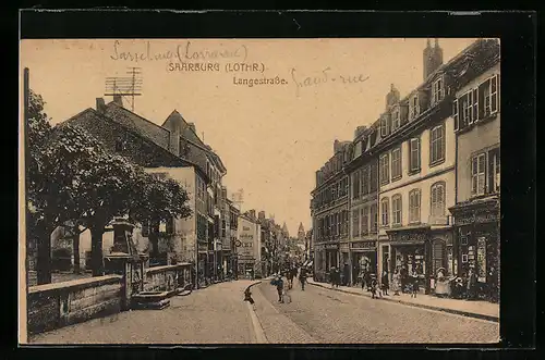 AK Saarburg, Langestrasse mit Geschäften