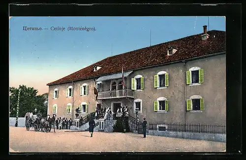 AK Cetinje, Gebäudeansicht mit Pferdewagen