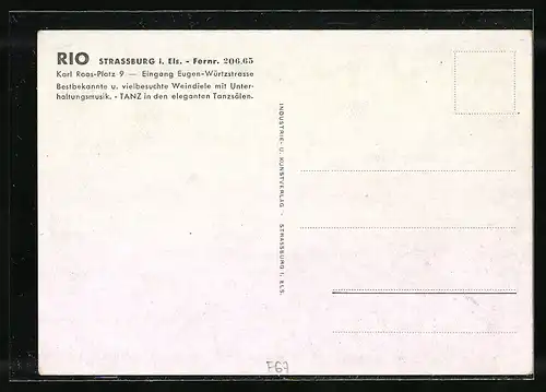 AK Strassburg i. Els., Rio-Weindiele, Karl Roos-Platz 9
