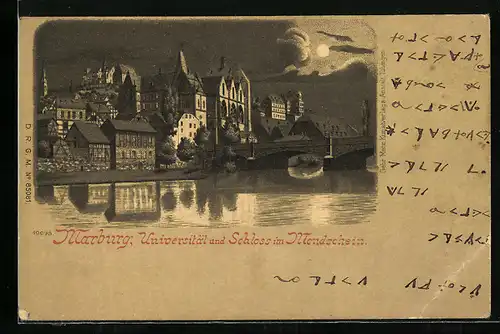 Lithographie Marburg, Universität & Schloss