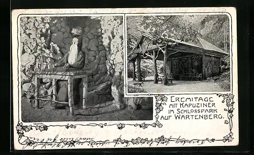 AK Villingen, Eremitage mit Kapuziner im Schlosspark auf Wartenberg