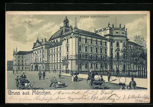 Lithographie München, Neuer Justizpalast