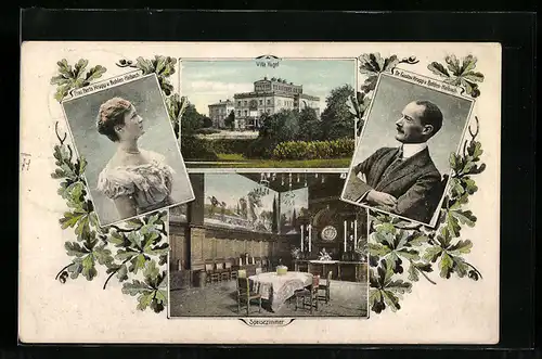 AK Essen /Ruhr, Villa Hügel, Dr. Gustav Krupp von Bohlen-Halbach, Frau Berta Krupp