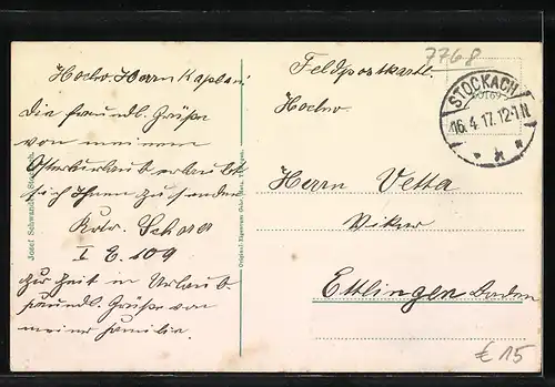 AK Stockach, Partie am Kriegerdenkmal