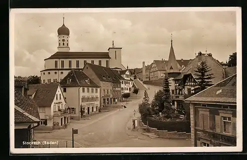 AK Stockach, Kirchhalde-Strasse mit Geschäften