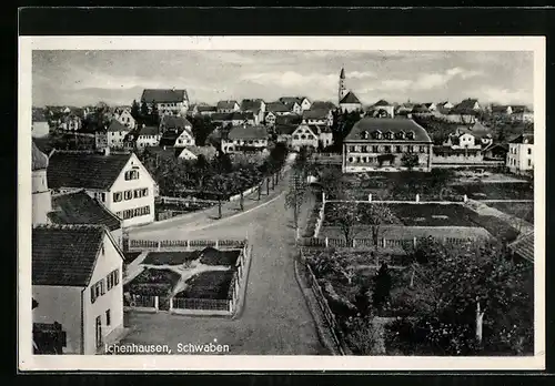 AK Ichenhausen, Strassenansicht mit Gärten und Sicht zum Zentrum