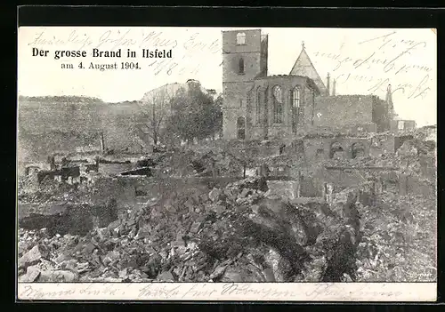 AK Ilsfeld, Der grosse Brand von 1904 mit Kirchenruine
