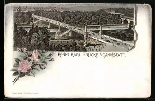 Lithographie Cannstatt, König Karl Brücke