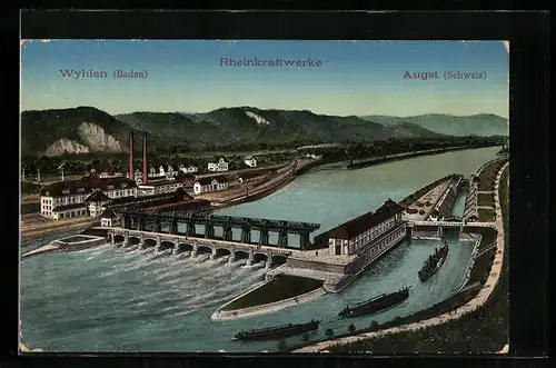 AK Augst, Blick auf das Rheinkraftwerk mit Wylen