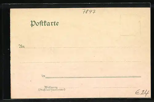 Lithographie Badenweiler, Hotel & Pension zum Hochblauen von X. Stehlin, Alpenpanorama