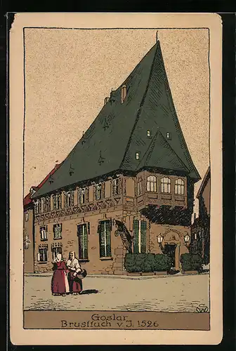 Steindruck-AK Goslar, Haus Brusttuch v. J. 1526