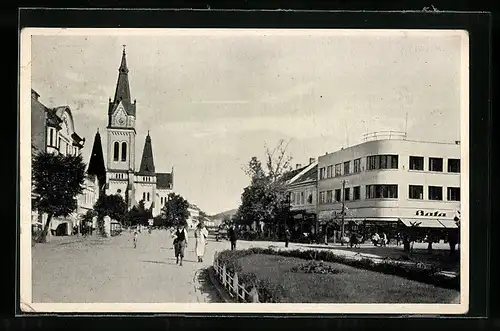 AK Mukacevo, Ortsansicht mit Kirche
