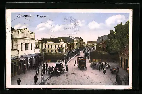 AK Uzhorod, Strassenpartie aus der Vogelschau