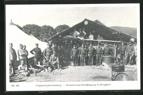 AK Burgdorf, Armeekorps-Verpflegung, Truppenzusammenzug