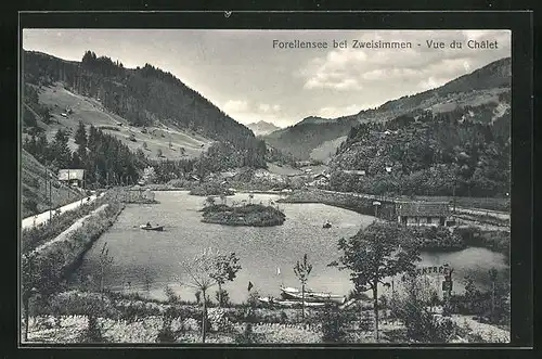 AK Zweisimmen, Vue du Châlet, Forellensee