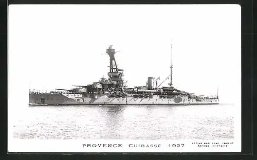 AK Kriegsschiff Provence vor der Küste
