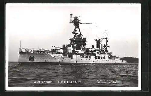 AK Kriegsschiff Lorraine der französischen Marine