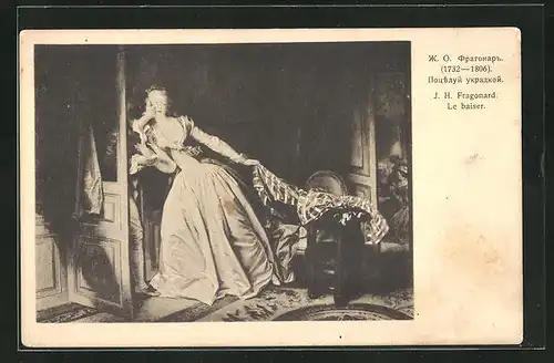 Künstler-AK J.H. Fragonard: Le baiser, Rotes Kreuz Russland