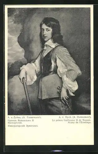 Künstler-AK A. v. Dyck: Le prince Guillaume II de Nassau, Musée de l`Ermitage, Rotes Kreuz Russland