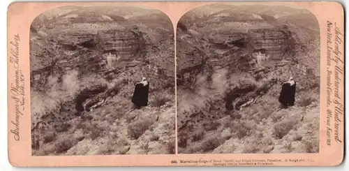 Stereo-Fotografie Strohmeyer & Wyman Publishers, New York, Ansicht Palästina, Gorge of Brook Cherith