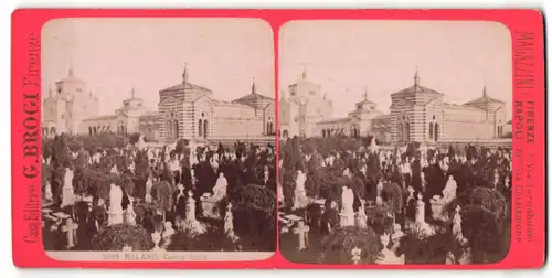 Stereo-Fotografie G. Brogi, Firenze, Ansicht Milano, Campo Santo