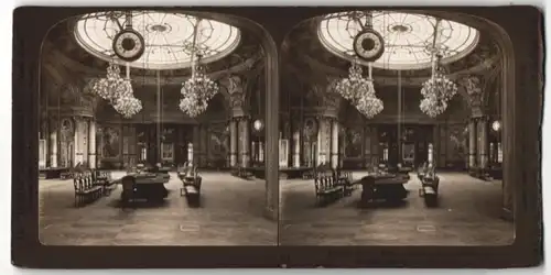 Stereo-Fotografie H.C. White Co., Bennington, Ansicht Monte Carlo, Casino, Roulette Salon