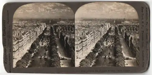 Stereo-Fotografie Keystone, Meadville, Ansicht Paris, Avenue de la Champs Elysees