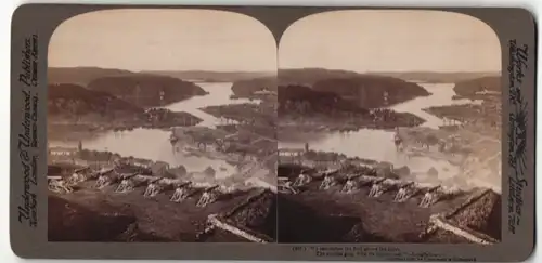 Stereo-Fotografie Underwood & Underwood, New York, Ansicht Feste Friedrichsstein, Blick über den Ide Fjord