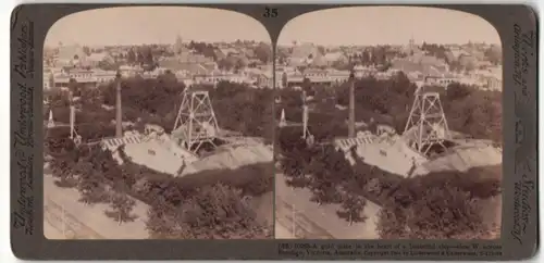 Stereo-Fotografie Underwood & Underwood, Ansicht Bendigo / Victoria, Blick auf Gold Mine, Australien