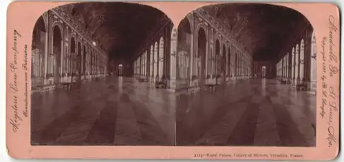 Stereo-Fotografie Keyastone View Company, Meadville, PA, Ansicht Versailles, Royal Palace - Gallery of Mirrors