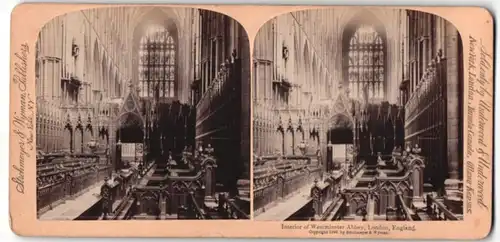 Stereo-Fotografie Strohmeyer & Wyman, New York, NY, Ansicht London, Interior of Westminster Abbey