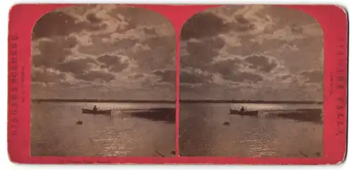 Stereo-Fotografie G. E. Curtis, New York, Ansicht Niagara River, Sunset