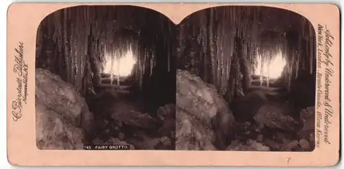 Stereo-Fotografie Underwood & Underwood, New York, Ansicht Niagara Falls / NY, Feen-Grotte